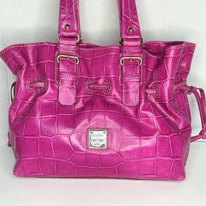 Dooney & Bourke Very Large Croc Embossed Leather Satchel Pink